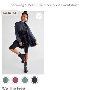 Free People We The Free Pixie sweatshirt ruffly heavy washed black 🖤